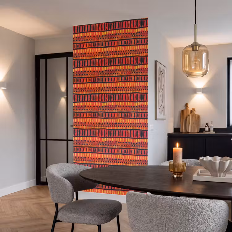 Behang - Rood - Oranje - Etnisch - Expressief - Patroon — 5