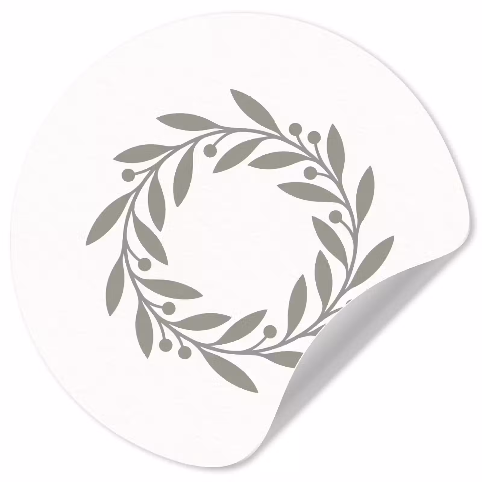 Behangcirkel - Krans - Bladeren - Natuur - Minimalistisch - Grijs — 1