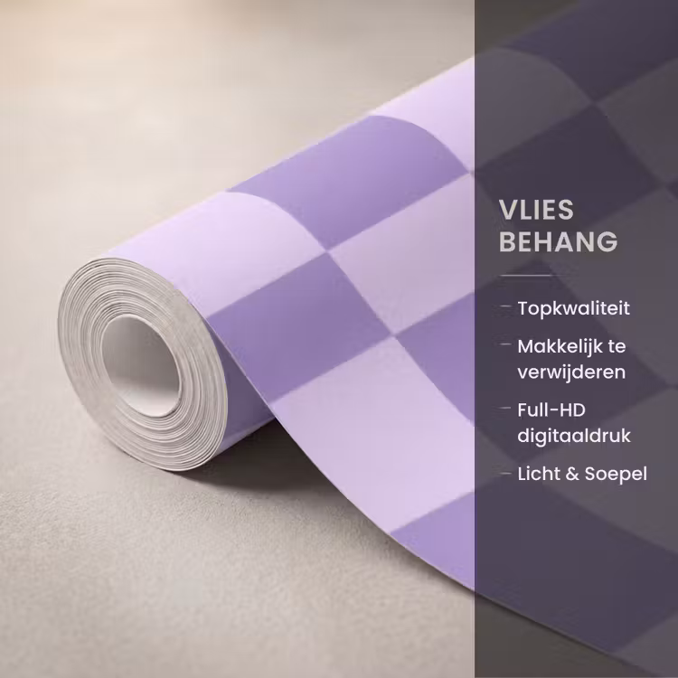 Behang - Paars - Geometrisch - Dambord - Blokken - Patroon — 3