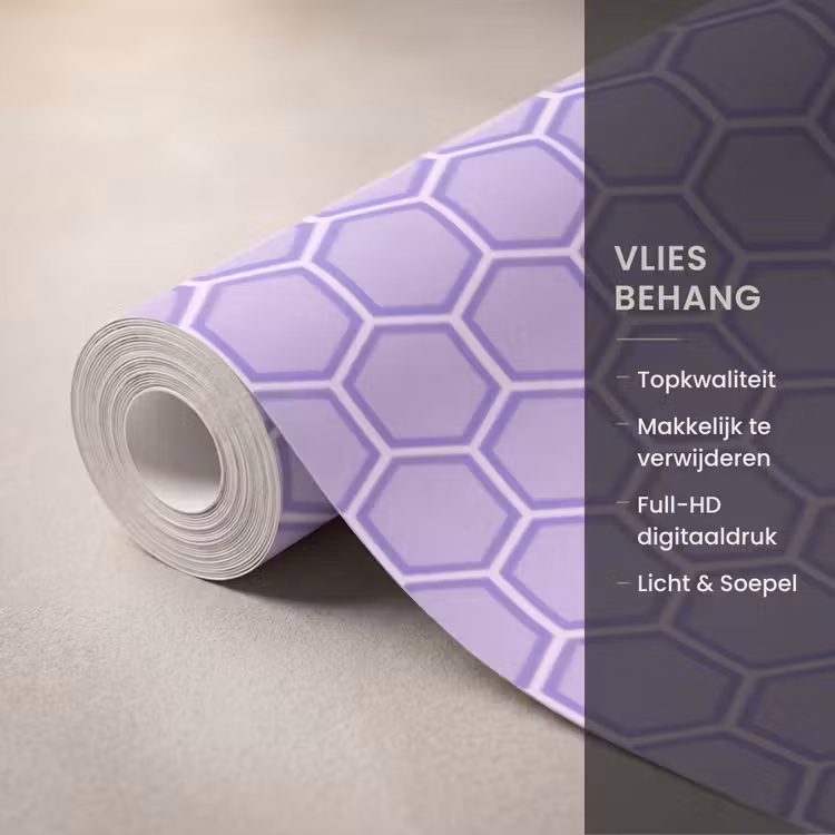 Behang - Paars - Geometrisch - Honeycomb - Bijenraat - Patroon — 3