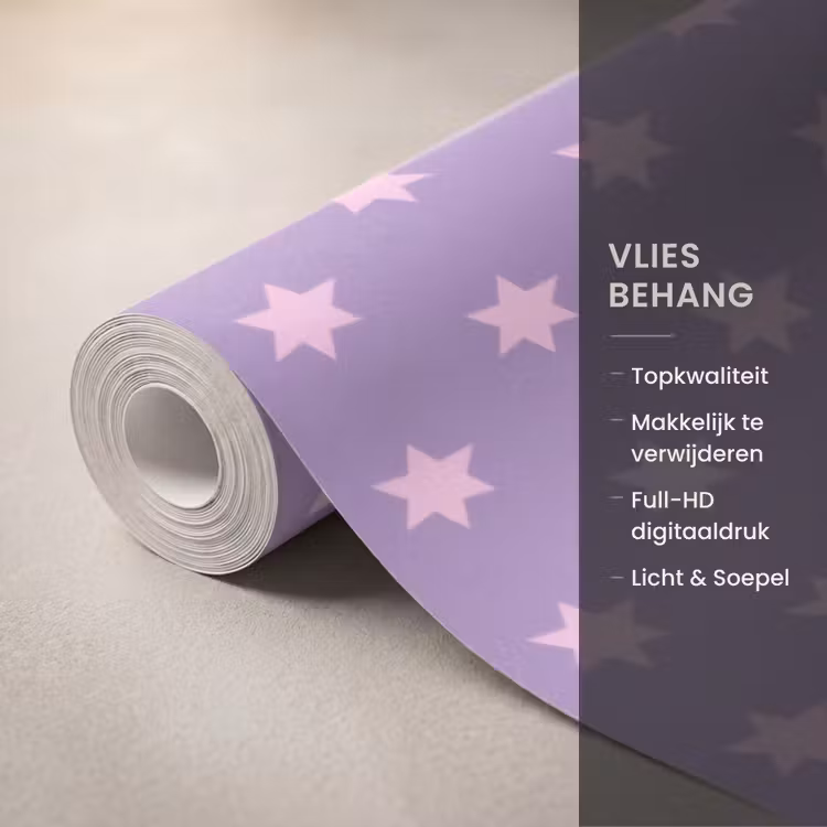Behang - Paars - Roze - Sterren - Geometrisch - Patroon — 3