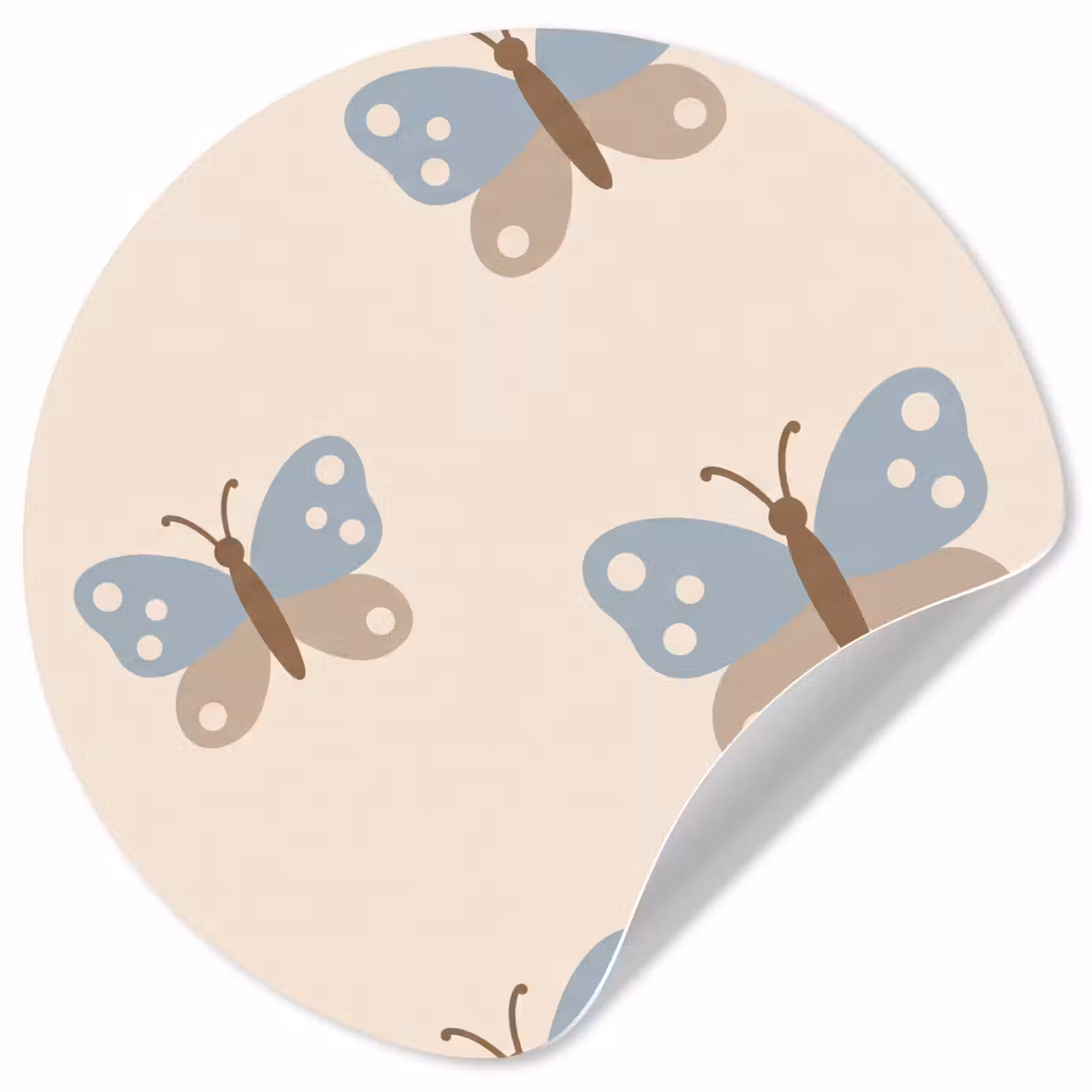 Behangcirkel - Insect - Vlinderpatroon - Abstract - Blauw - Beige — 1