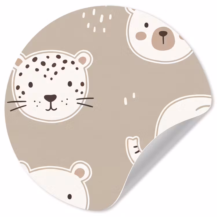 Behangcirkel - Dieren - Patroon - Illustratie - Modern - Beige — 1
