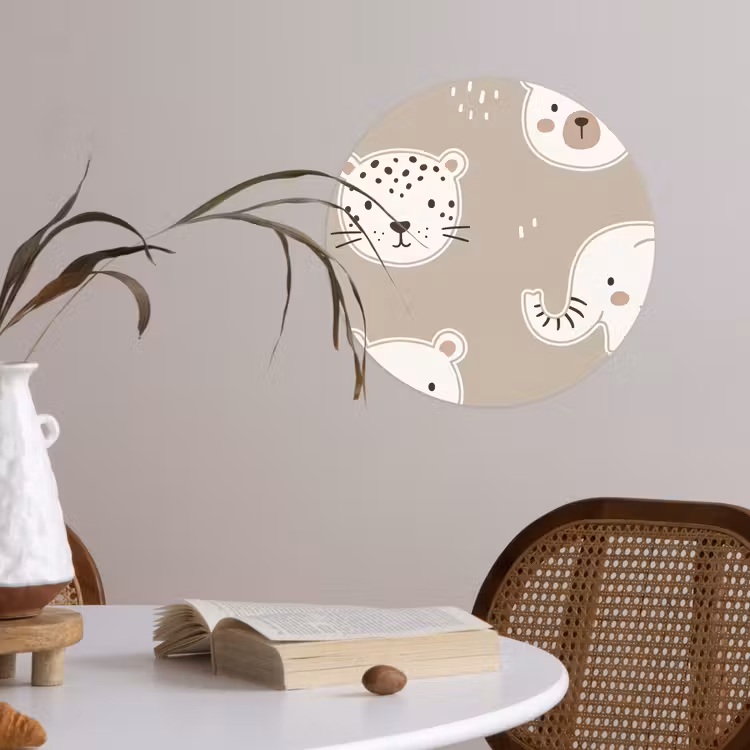 Behangcirkel - Dieren - Patroon - Illustratie - Modern - Beige — 4