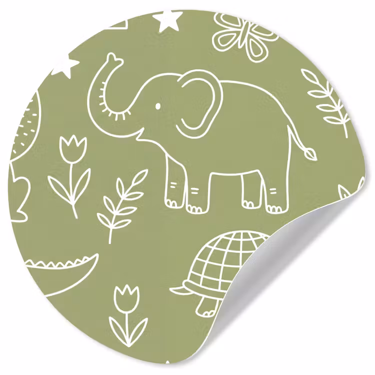 Behangcirkel - Dieren - Patroon - Illustratie - Natuur - Groen — 1