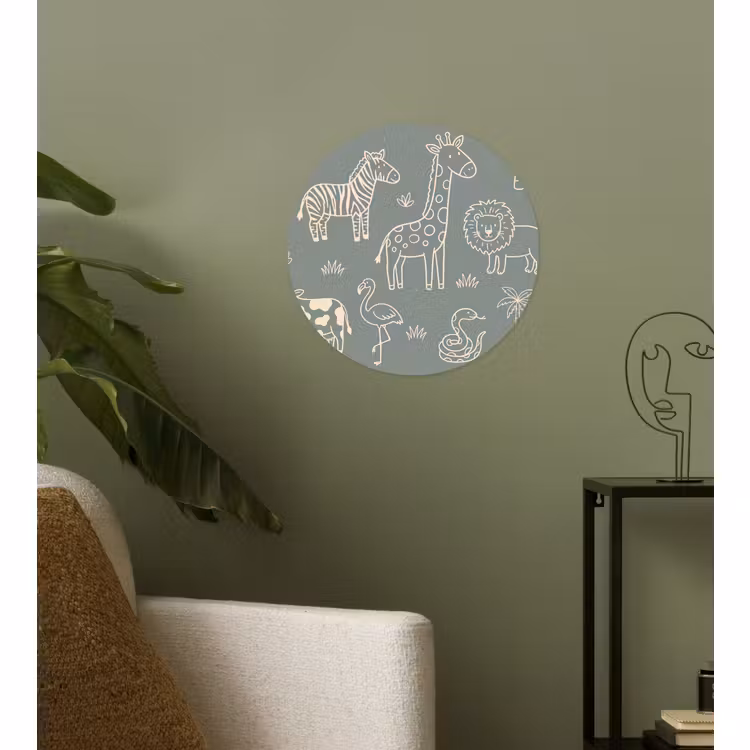 Behangcirkel - Dieren - Safari - Patroon - Illustratie - Groen — 3