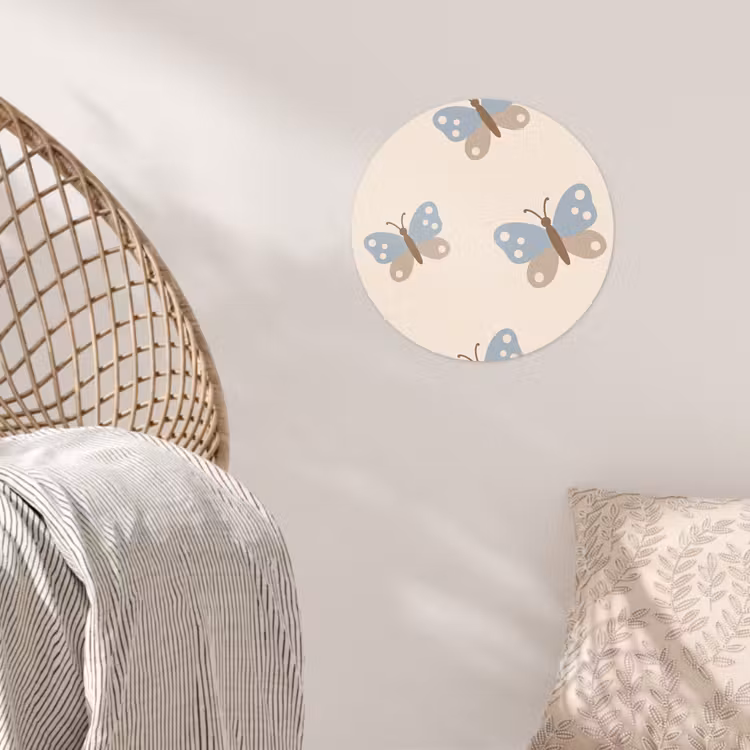 Behangcirkel - Insect - Vlinderpatroon - Abstract - Blauw - Beige — 5