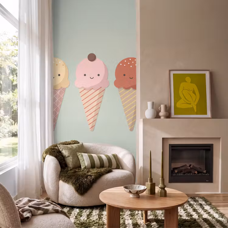 Behang - IJs - Hoorntjes - Eten - Illustratie - Vrolijk — 1