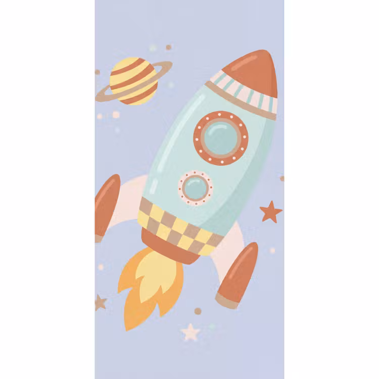 Behang - Raket - Ruimte - Planeet - Illustratie — 2