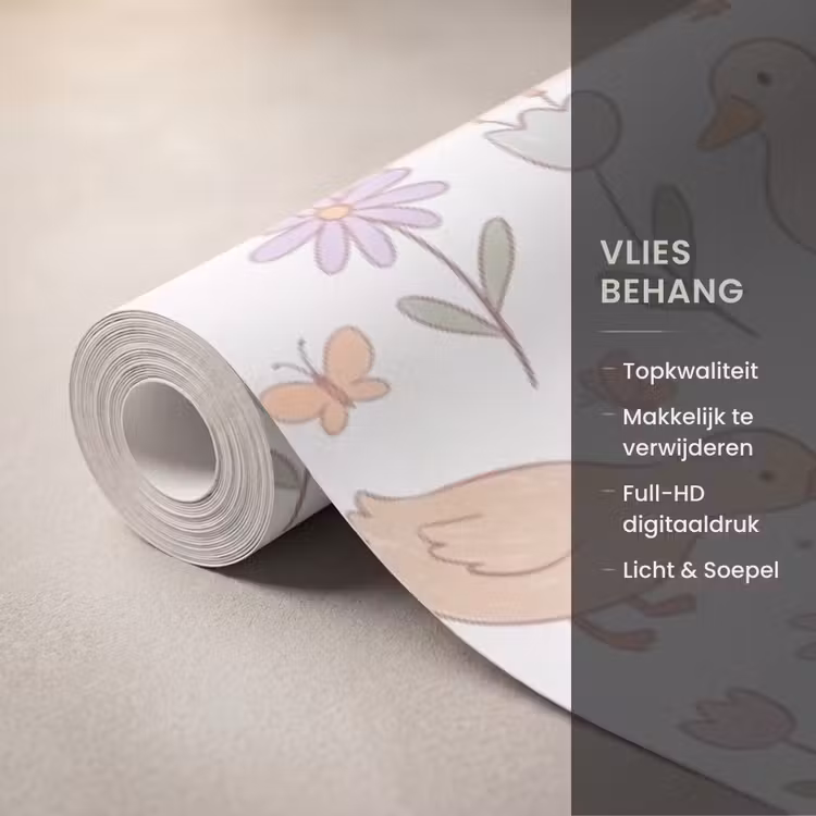 Behang - Vogel - Bloemen - Patroon - Pastel - Dieren — 3