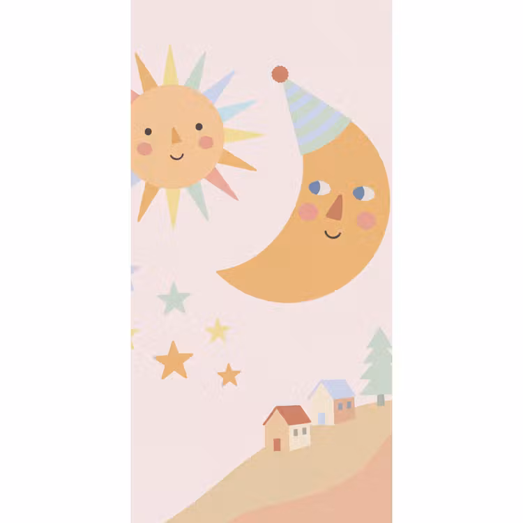 Behang - Zon - Maan - Sterren - Kinderkamer - Pastel — 2