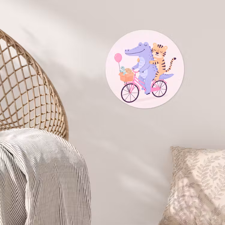 Behangcirkel - Dieren - Fiets - Vriendschap - Illustratie - Roze — 5