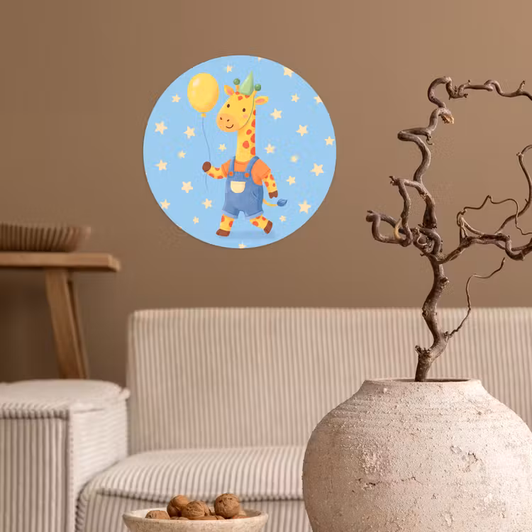 Behangcirkel - Dieren - Giraffe - Ballon - Feest - Kinderkamer — 2