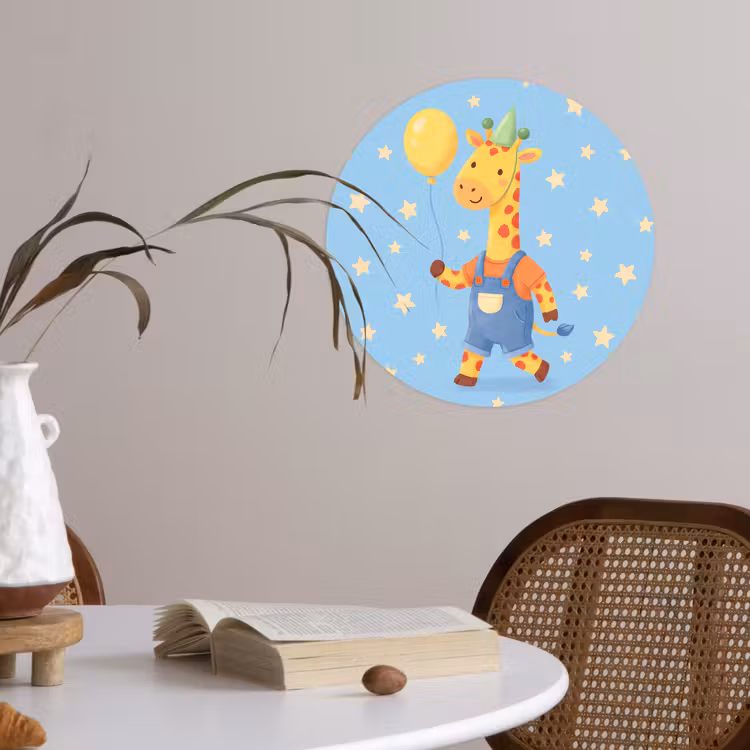 Behangcirkel - Dieren - Giraffe - Ballon - Feest - Kinderkamer — 4