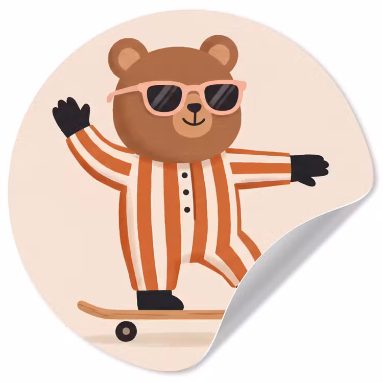 Behangcirkel - Dieren - Skateboard - Spel - Cartoon - Roze — 1