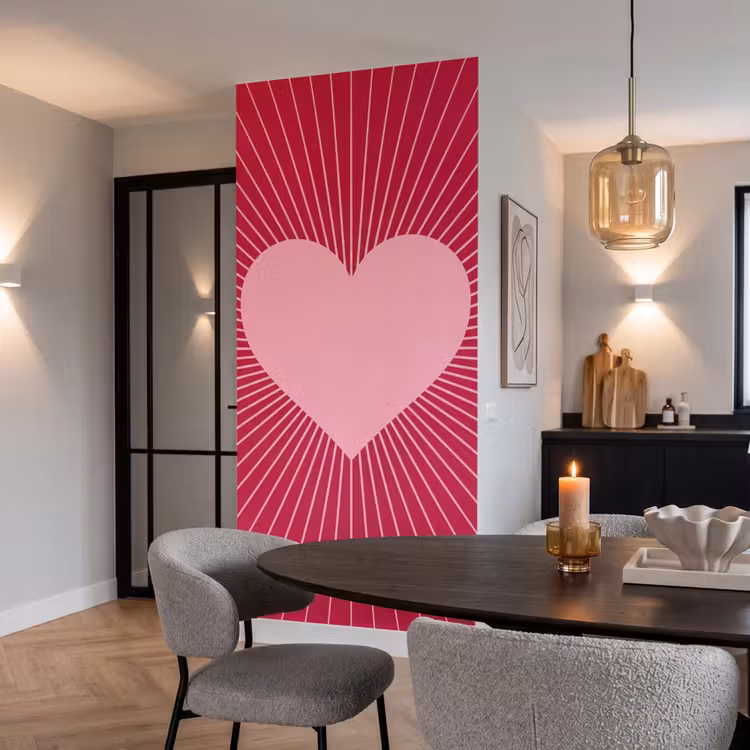 Behang - Hart - Stralen - Liefde - Abstract - Roze — 5
