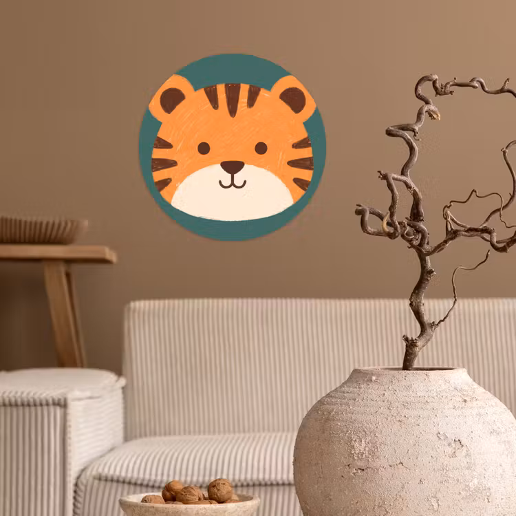 Behangcirkel - Dieren - Kop - Oranje - Illustratie - Modern — 2