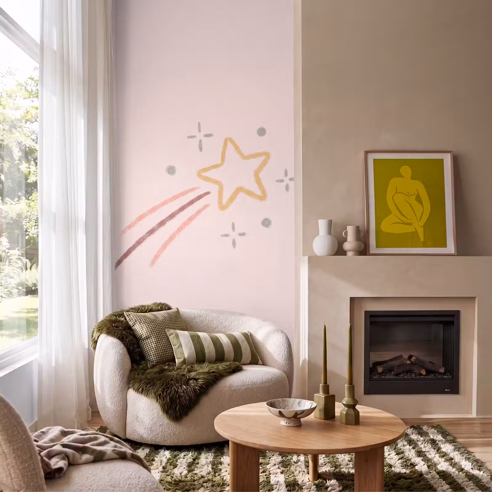 Behang - Ster - Vallend - Illustratie - Pastel — 1