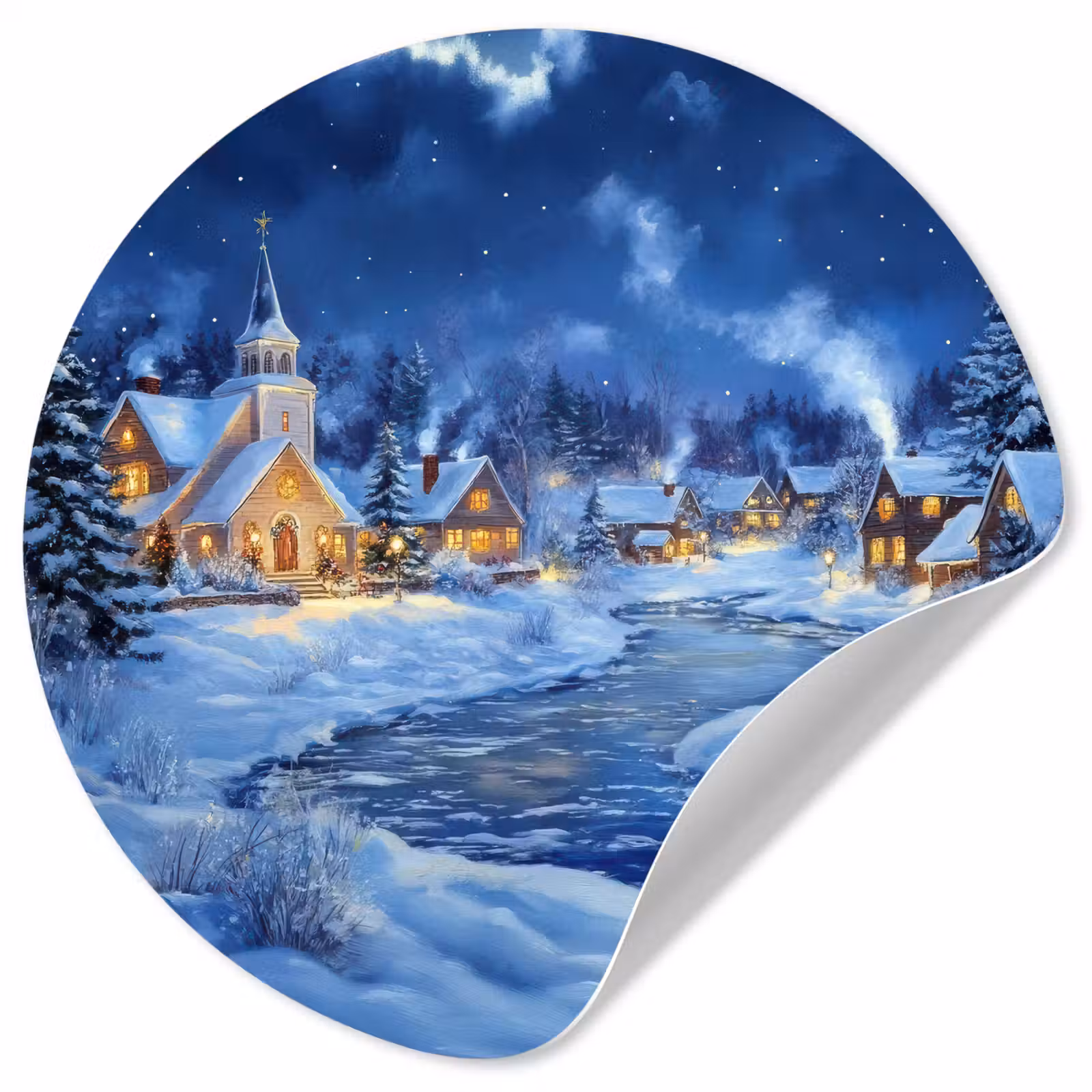 Behangcirkel - Winteravond - Kerstdorp - Donker — 1