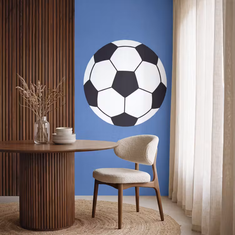 Behang - Voetbal - Zwart-wit - Sport - Illustratie - Blauw — 4