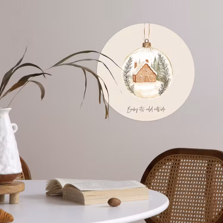Behangcirkel - Quote - Winter - Kerst - Beige - Kerstbal — 4