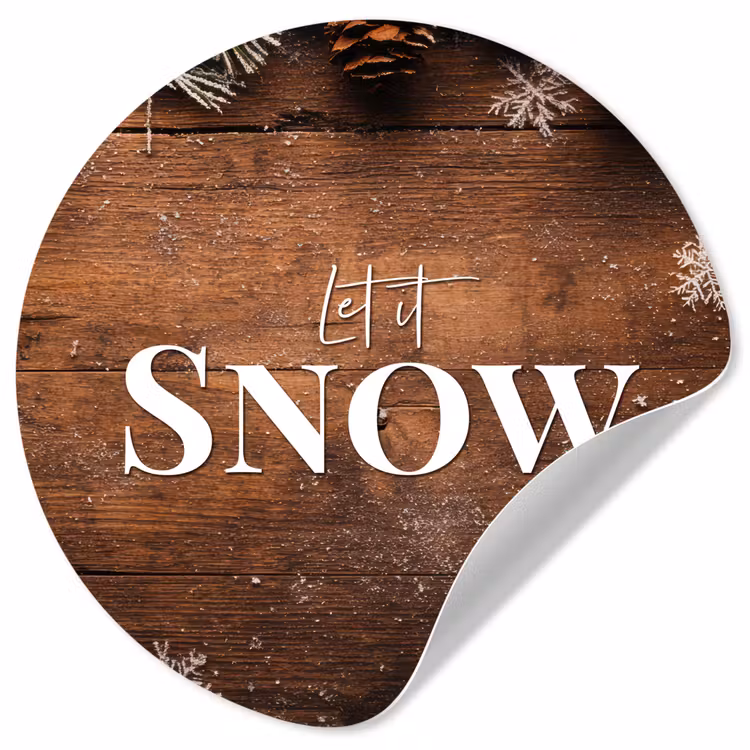 Behangcirkel - Sneeuw - Houtlook - Quote - Let it snow — 1