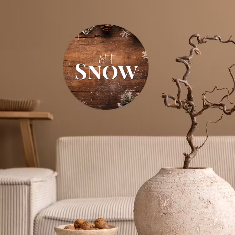 Behangcirkel - Sneeuw - Houtlook - Quote - Let it snow — 2
