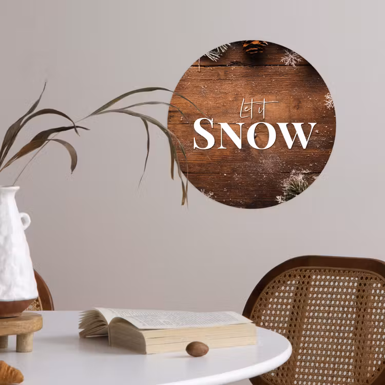 Behangcirkel - Sneeuw - Houtlook - Quote - Let it snow — 4