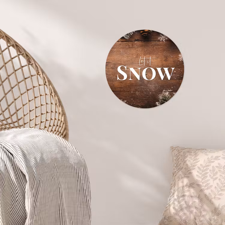 Behangcirkel - Sneeuw - Houtlook - Quote - Let it snow — 5