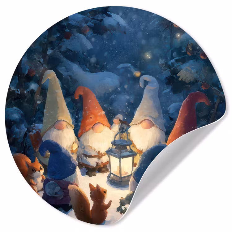 Behangcirkel - Winter - Gnooms - Eekhoorns - Meerkleurig — 1