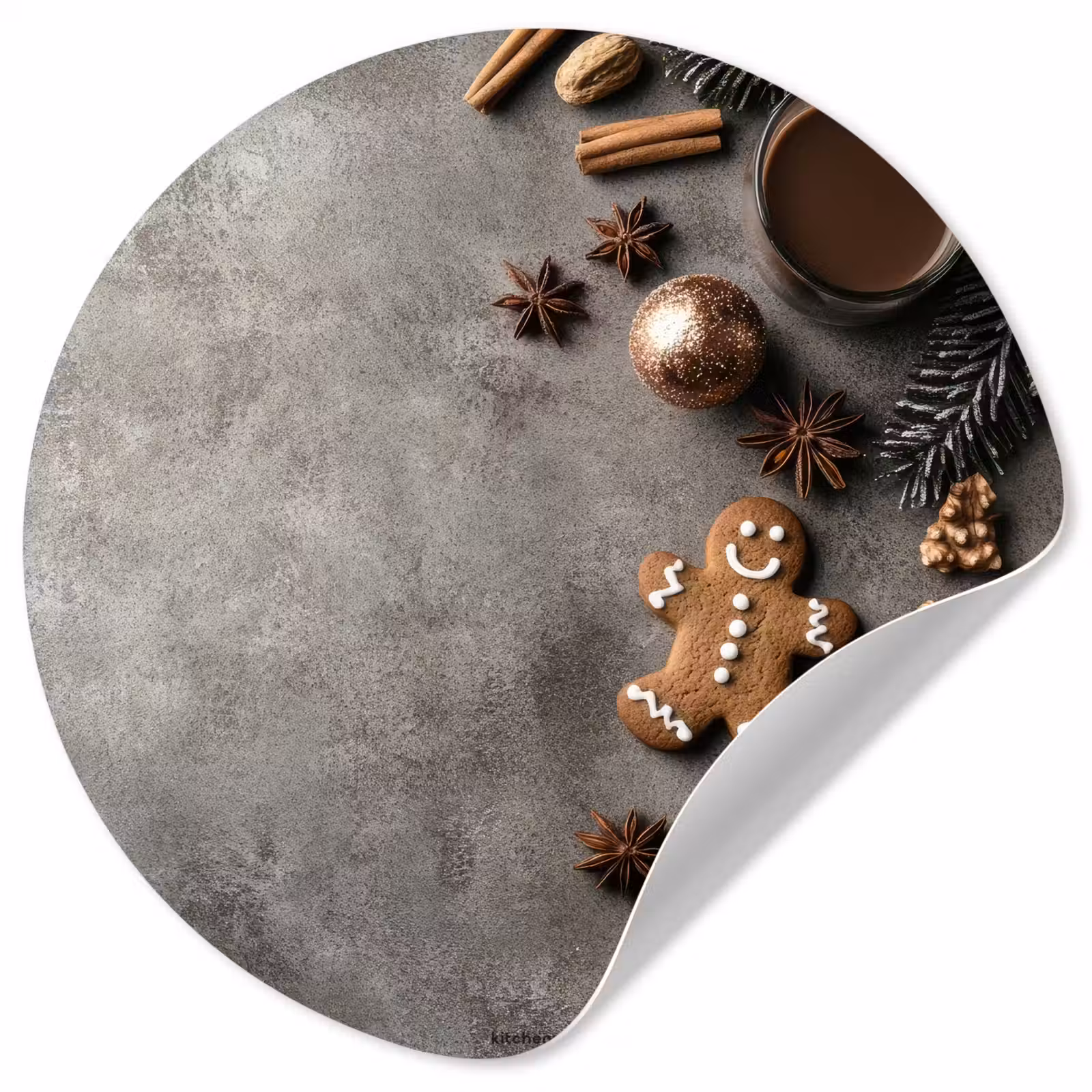 Behangcirkel - Winter - Kerst - Beton - Gingerbread man — 1
