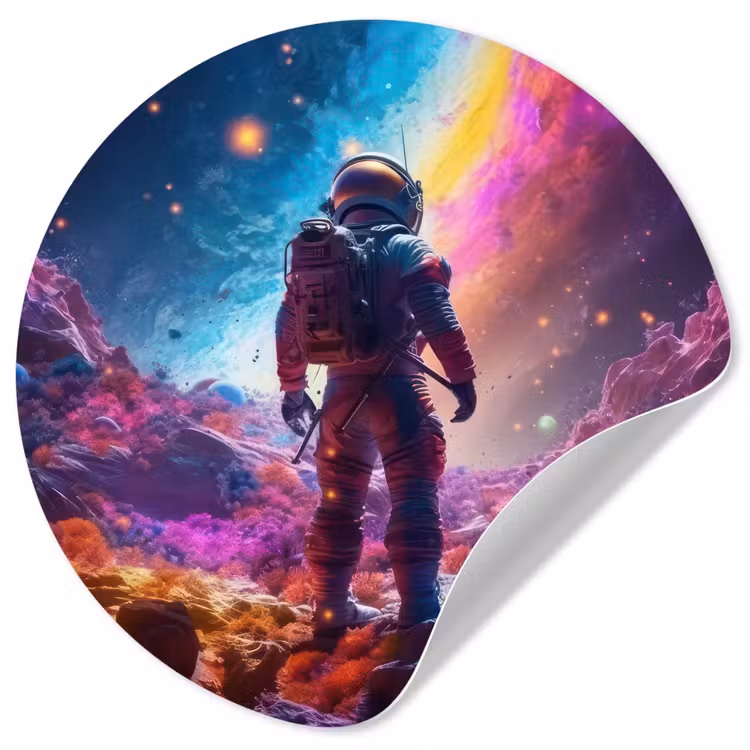 Behangcirkel - Ruimte - Astronaut - Neon - Sterren — 1