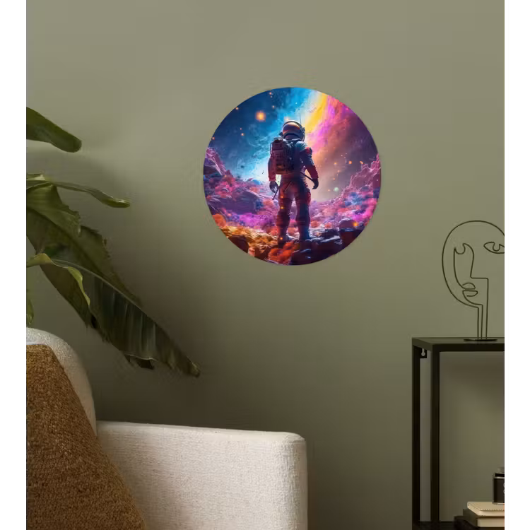 Behangcirkel - Ruimte - Astronaut - Neon - Sterren — 3