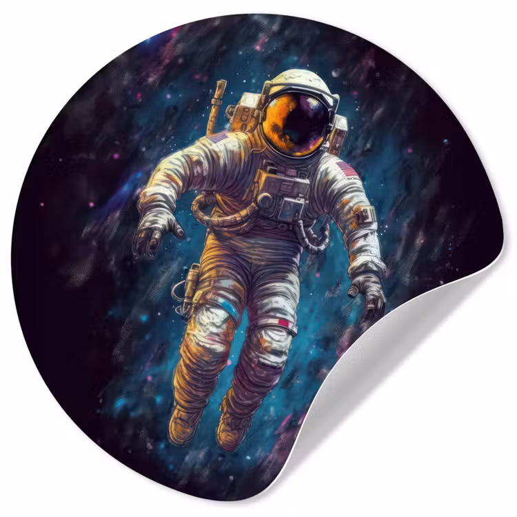 Behangcirkel - Ruimte - Neon - Astronaut - Sterren — 1