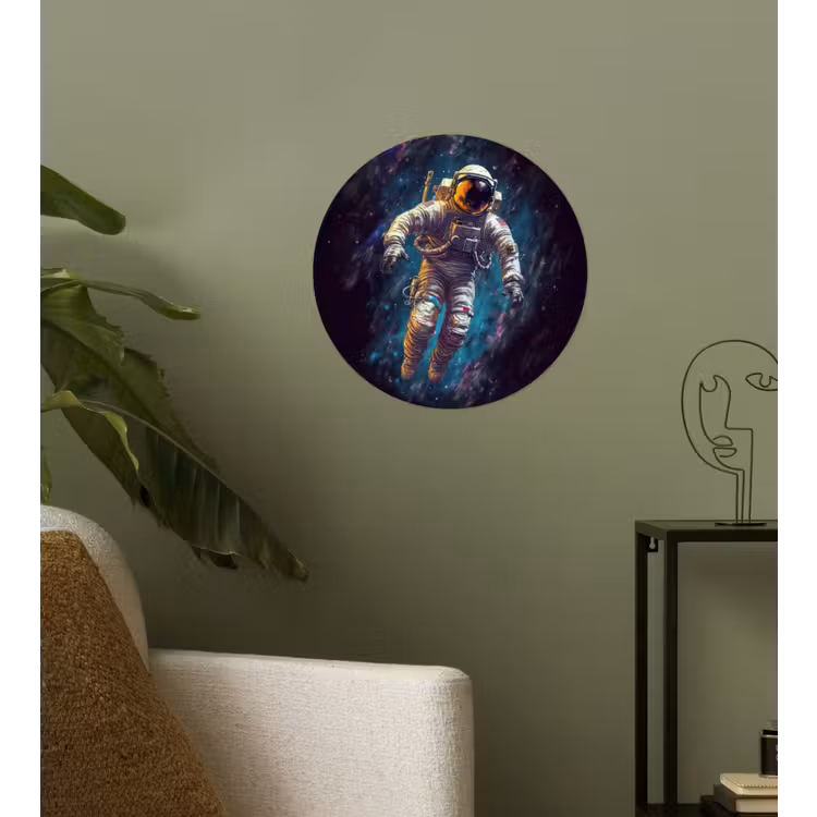 Behangcirkel - Ruimte - Neon - Astronaut - Sterren — 3