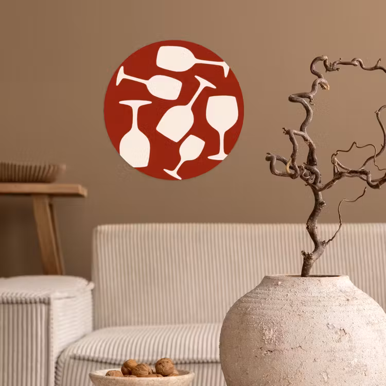 Behangcirkel - Wijnglazen - Silhouetten - Wit — 2