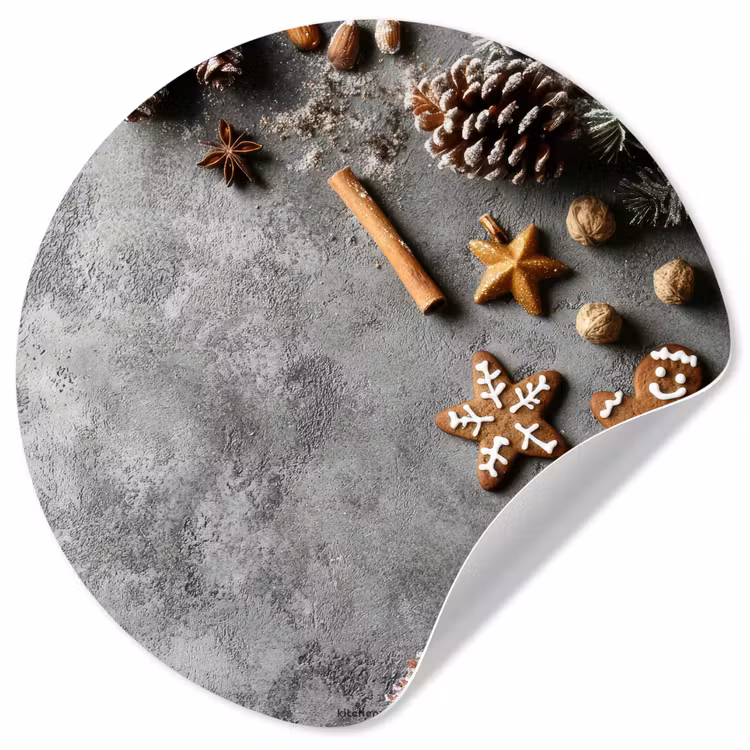 Behangcirkel - Winter - Kerst - Beton - Dennenappels — 1