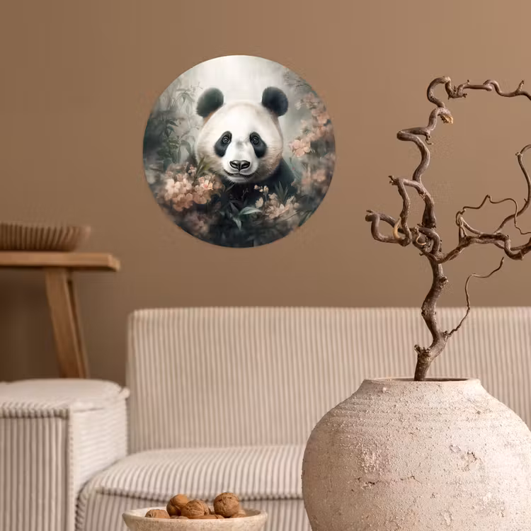 Behangcirkel - Panda - Dieren - Bloemen - Planten — 2
