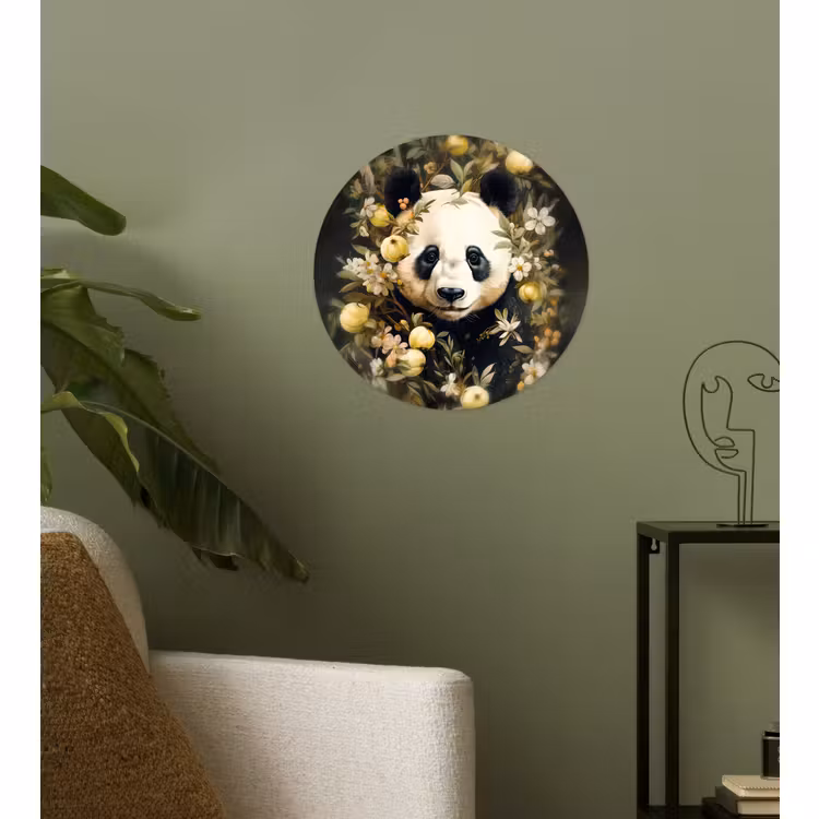 Behangcirkel - Panda - Pandabeer - Wilde dieren - Natuur - Bloemen — 3