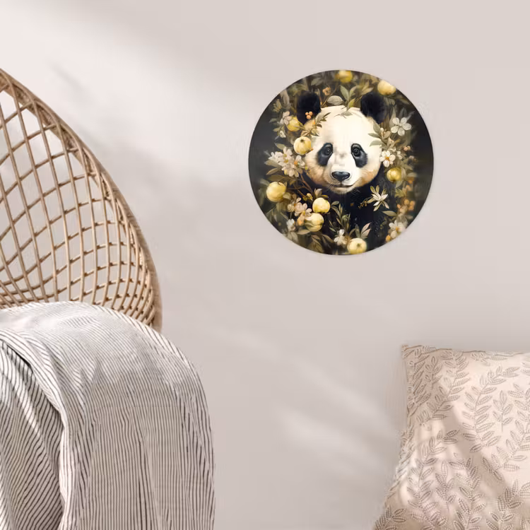Behangcirkel - Panda - Pandabeer - Wilde dieren - Natuur - Bloemen — 5