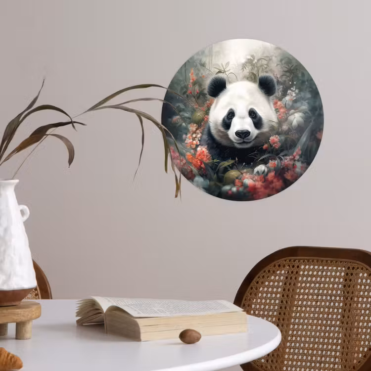 Behangcirkel - Panda - Wilde dieren - Bloemen - Natuur — 4