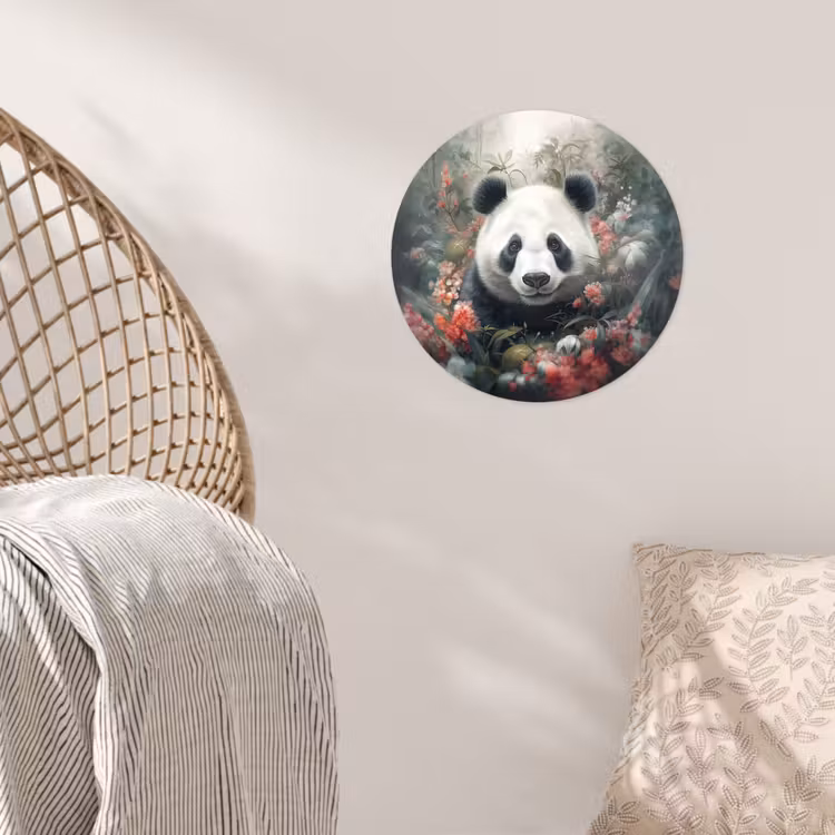 Behangcirkel - Panda - Wilde dieren - Bloemen - Natuur — 5