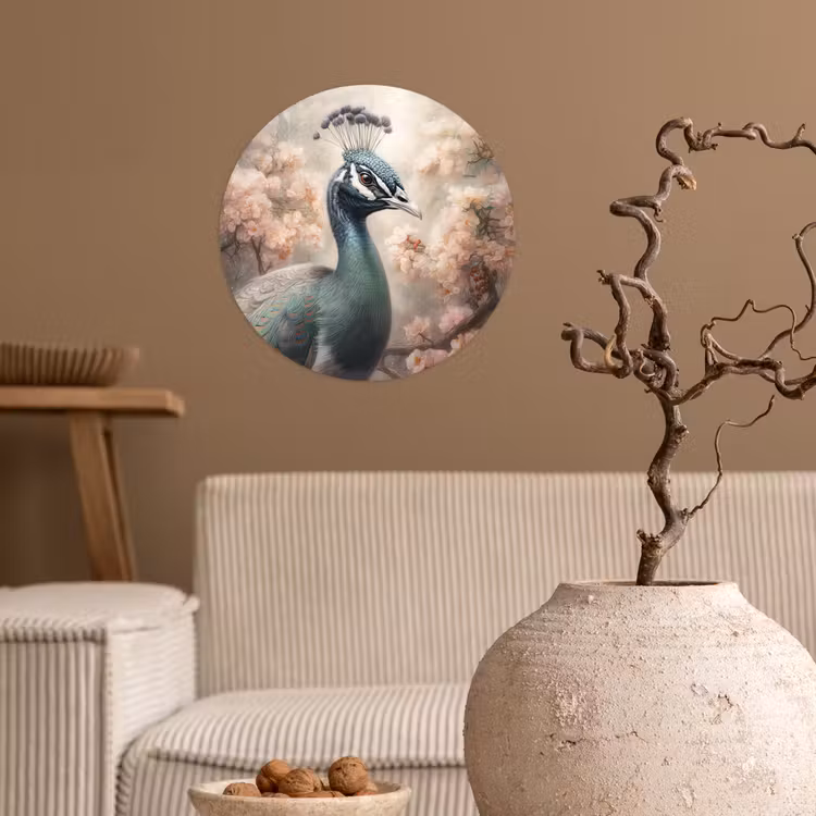 Behangcirkel - Pauw - Vogels - Bloemen - Boom - Botanisch — 2