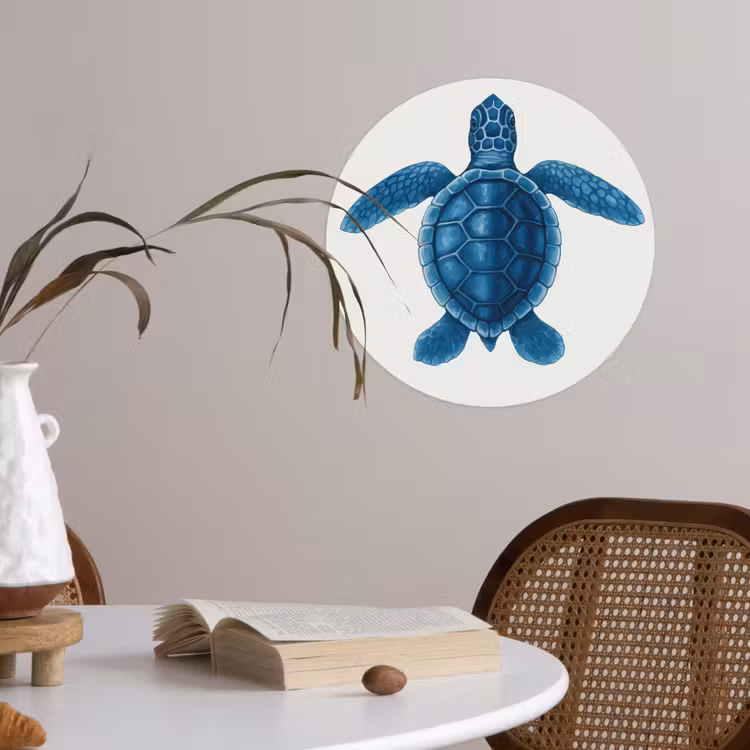 Behangcirkel - Schildpad - Blauw - Schild — 4