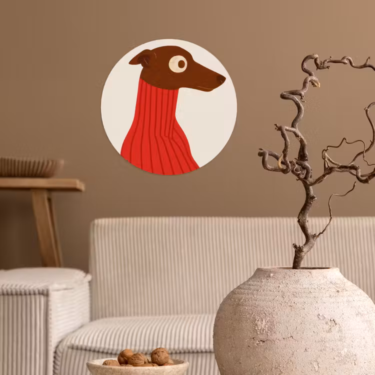 Behangcirkel - Silhouet - Hond - Trui - Rood — 2