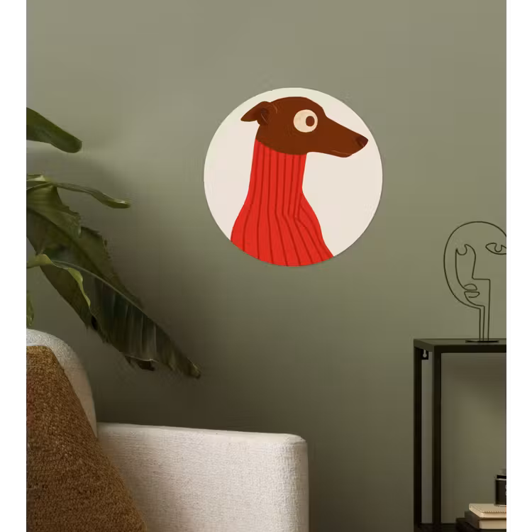Behangcirkel - Silhouet - Hond - Trui - Rood — 3