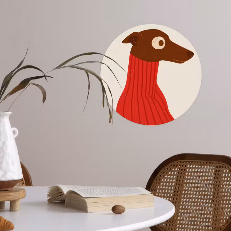 Behangcirkel - Silhouet - Hond - Trui - Rood — 4