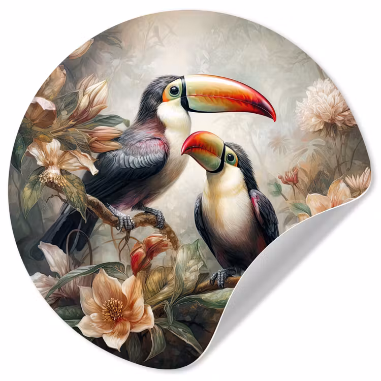 Behangcirkel - Toekan - Vogels - Bloemen - Jungle — 1