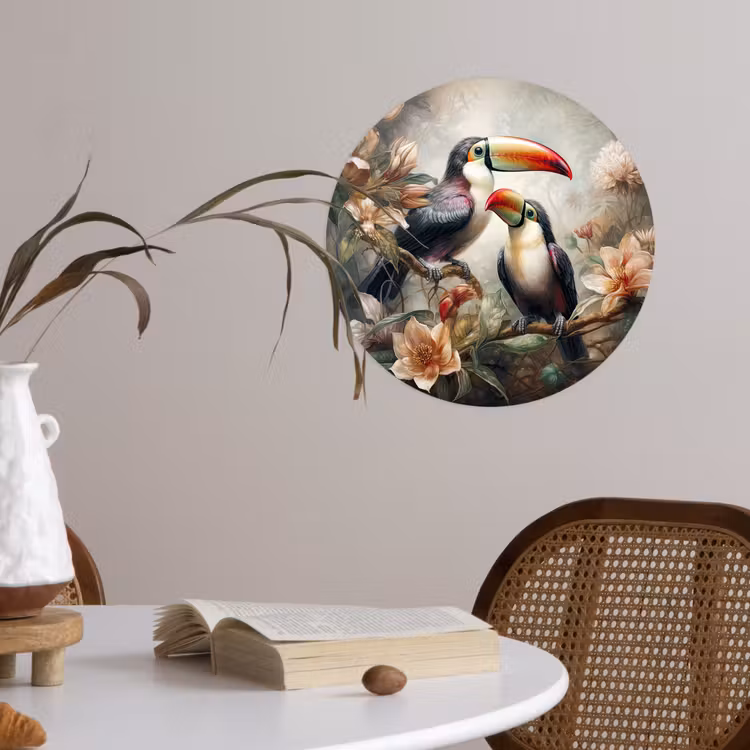 Behangcirkel - Toekan - Vogels - Bloemen - Jungle — 4