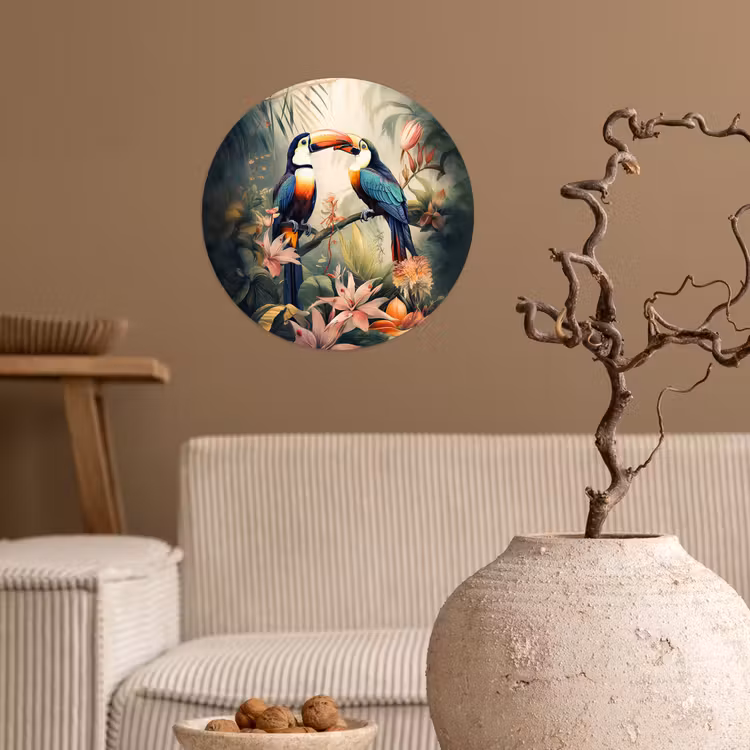 Behangcirkel - Toekan - Vogels - Bloemen - Natuur - Jungle — 2